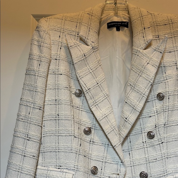 GENERATION LOVE talan tweed blazer in white size S - Picture 4 of 10